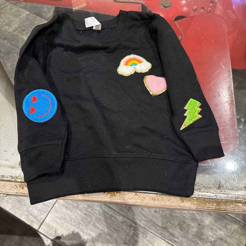 Black Sweatshirt with Colorful Patches
